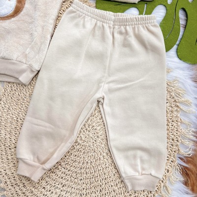 Conj. Casaco de Pelinho Ursinho e Calça de Moletom - Areia